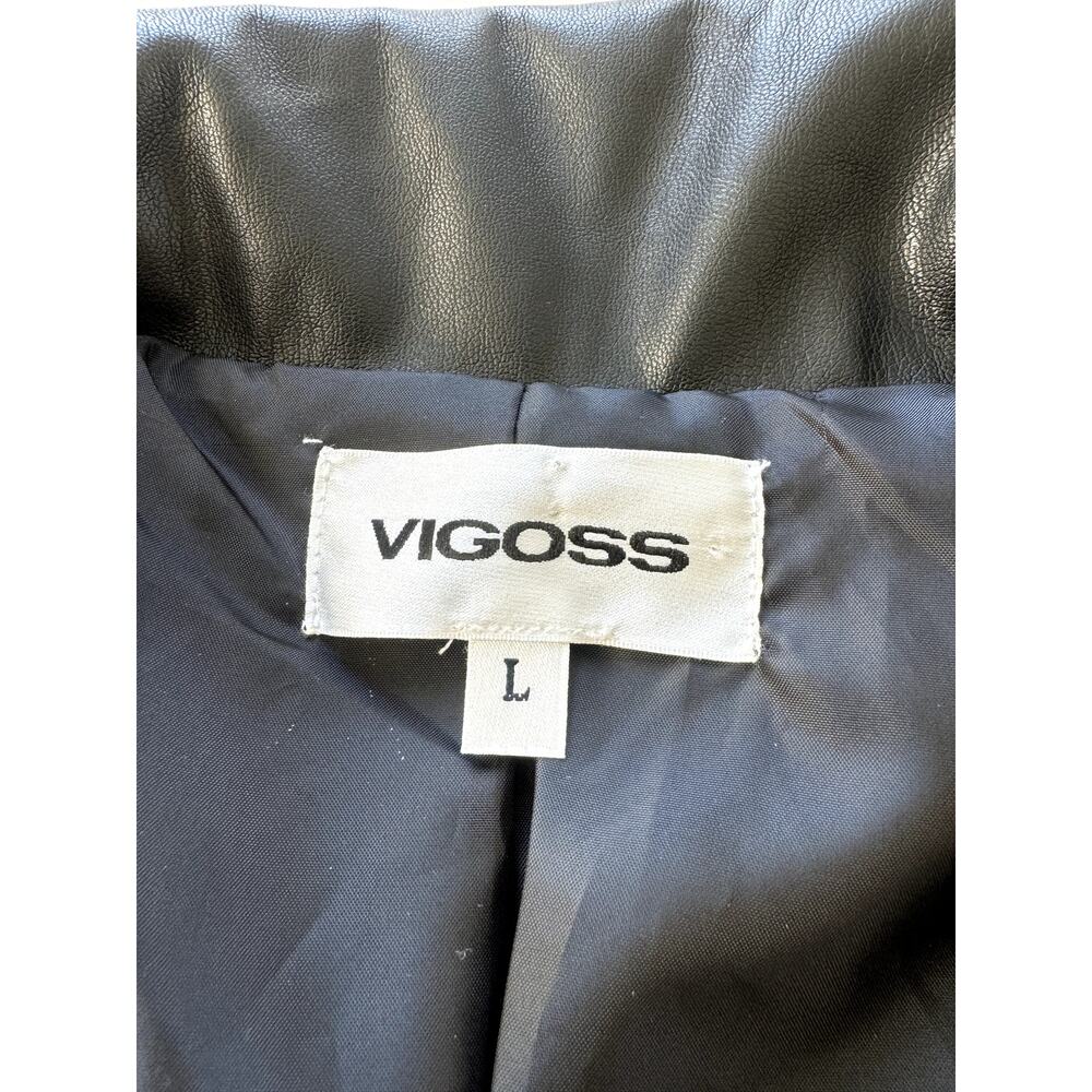 womens vigoss faux leather moto jacket black size large - Picture 3 of 4